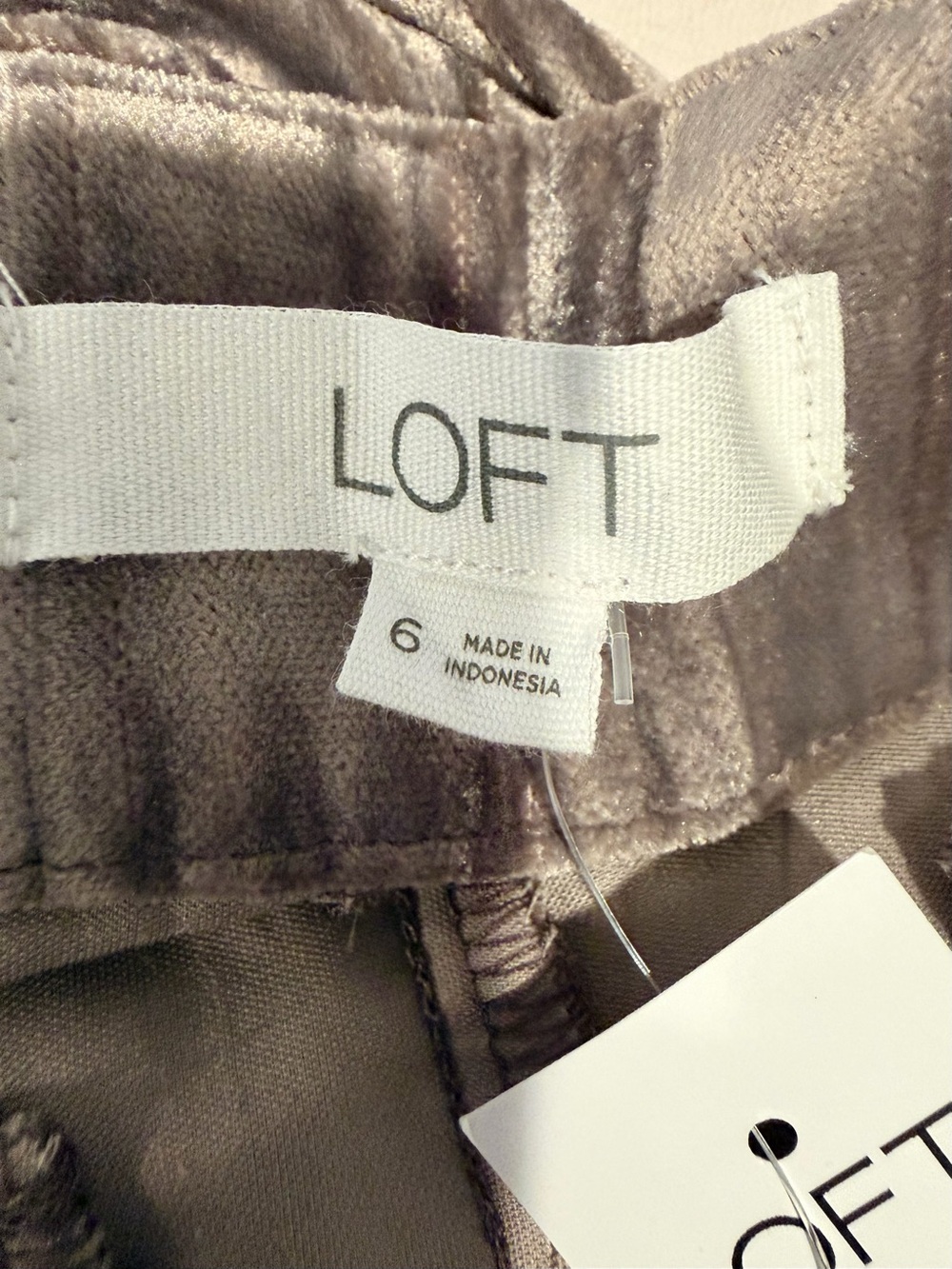 LOFT Taupe Wide-Leg Crushed Velvet Pants - Picture 7 of 8
